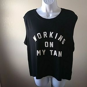 SHIFT Juniors "Working On My Tan" Graphic Tank Top